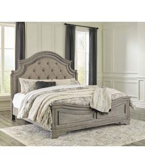 King Size Wooden Bed Frame with Upholstered Bed Head - Panuara